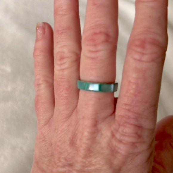 Vintage Vacation Jewelry - Turquoise Minimalist Band Ring Silver Size 7